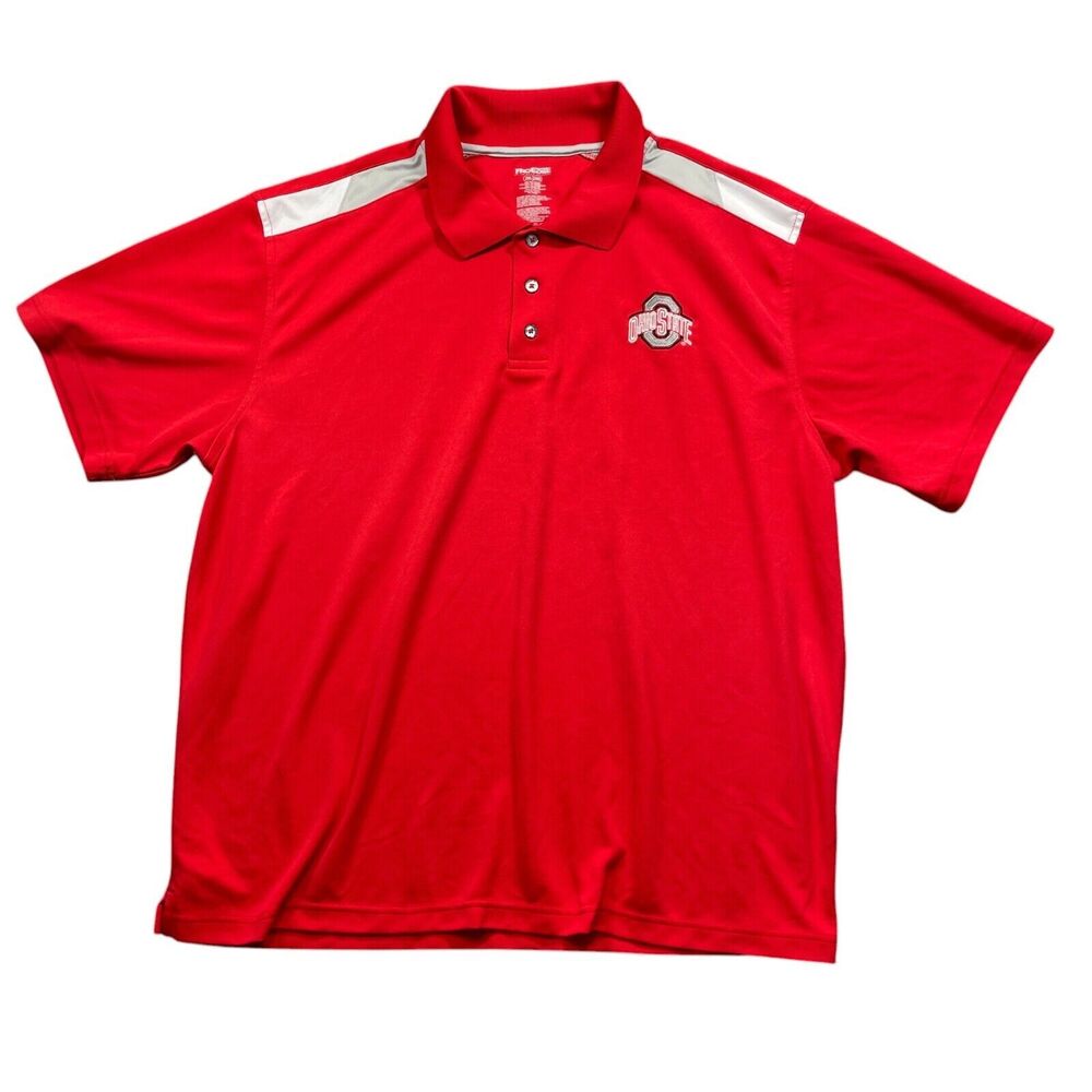 Proedge 2XL The Ohio State University Red 1/4 Button‎ Short Sleeve Polo